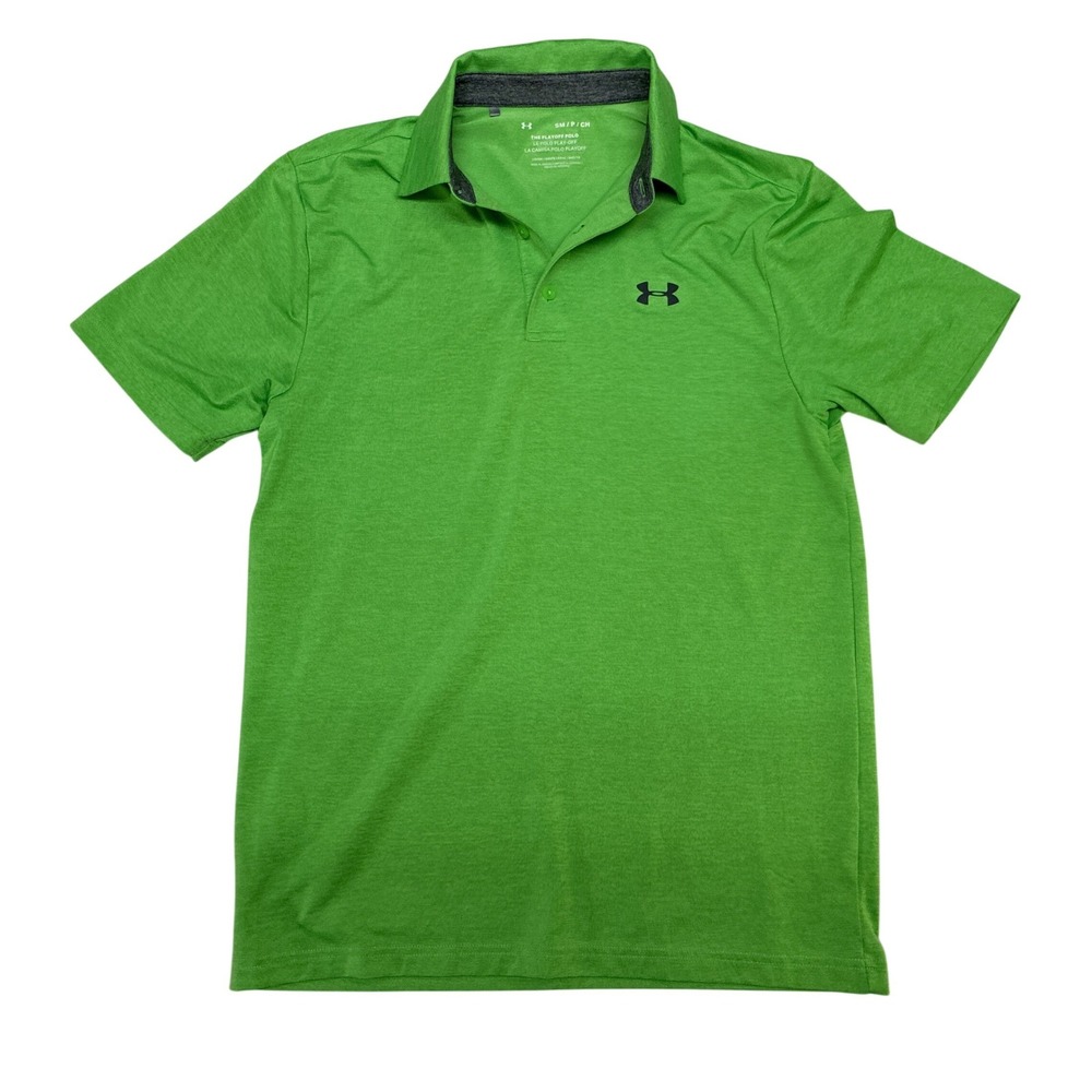 Under Armour Mens Playoff Polo Shirt Green Heathered Short‎ Sleeve Small Loose